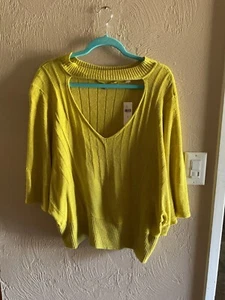 New NWT Anthropologie Knitted and Knotted Women's Light Sweater Yellow Size XL - Picture 1 of 10