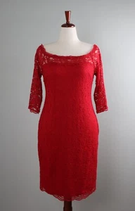 LANE BRYANT NWT $89 Red Lace Lined Off Shoulder Sheath Evening Dress Size 12 - Picture 1 of 6