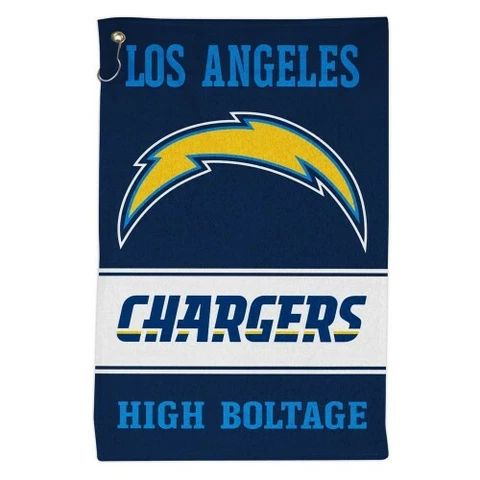 LOS ANGELES CHARGERS ALL PURPOSE GOLF TAILGATE TOWEL 16"X25" HOOK AND GROMMET Cover