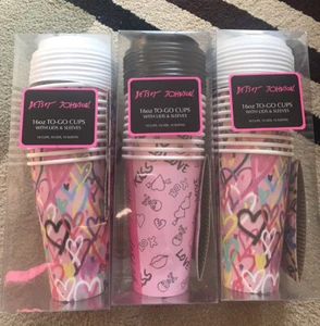 (3) Betsy Johnson To Go Tapas-Mangas 16 Oz 10 Tazas por Paquete Nuevo en Caja - Imagen 1 de 10