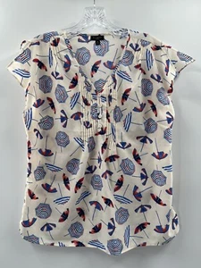 Blusa paraguas Talbots para mujer manga gorra plisada frontal marfil talla pequeña M - Imagen 1 de 6