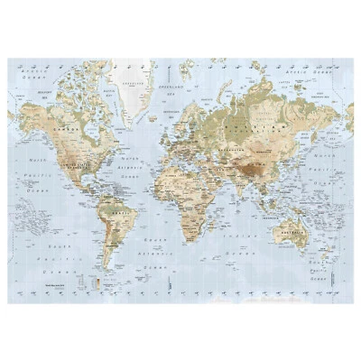 IKEA PREMIAR World Map Atlas Canvas & Aluminum Frame 78" Picture Large Art - Image 1 of 2