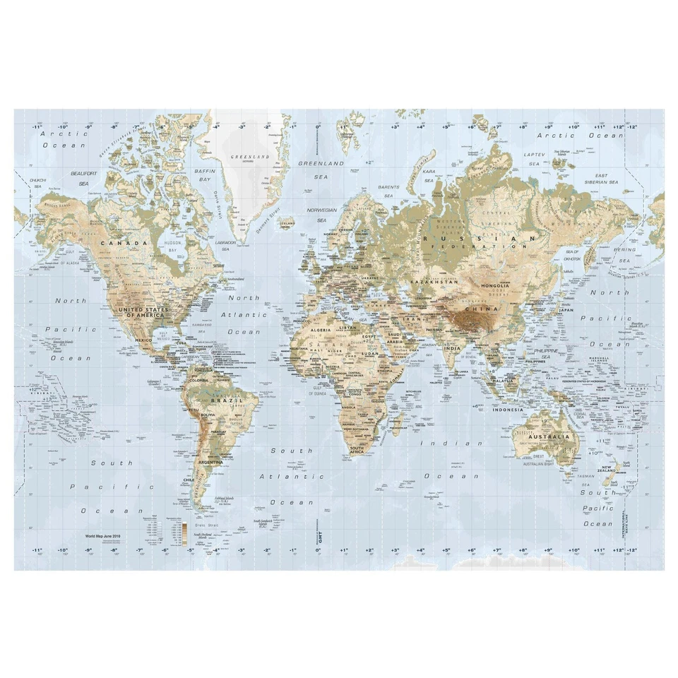 IKEA PREMIAR World Map Atlas Canvas & Aluminum Frame 78" Picture Large Art - Image 1 of 2
