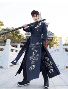 Conjuntos de disfraces de disfraces de hanfu chinos antiguos negros para parejas talla grande - Imagen 1 de 27