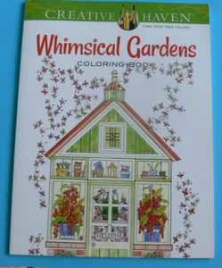 Whimsical Gardens Coloring Book NEW! 31 scenes, Creative Haven,2015,Cowell - Picture 1 of 13