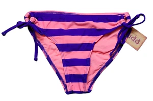 Traje de baño para mujer Mudd pantalones de bikini talla XS rosa púrpura a rayas SOLO PARTE INFERIOR - Imagen 1 de 2