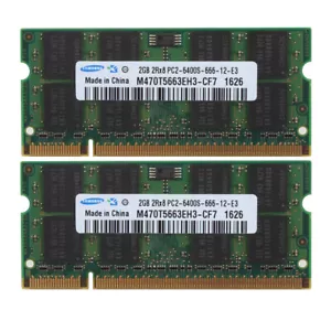 Samsung 4GB 2x 2GB PC2-6400 DDR2-800MHz SODIMM Laptop Memory RAM 2 GB PC6400 4 G - Picture 1 of 9