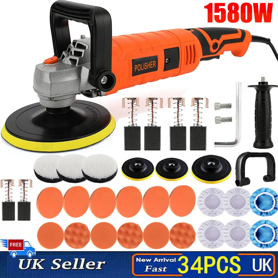 Electric Car Polisher Sander Buffer Polishing Machine Kit 1580W Variable Speed - Image 1 of 4