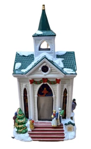 Mr. Christmas Lighted Revolving Village Silhouettes Ceramic Small Church 1998 - Picture 1 of 9