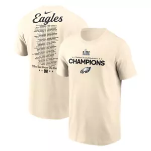 Philadelphia Eagles Nike 2024 NFC Champions Roster T-Shirt Size MEDIUM-Cream-NEW - Picture 1 of 3