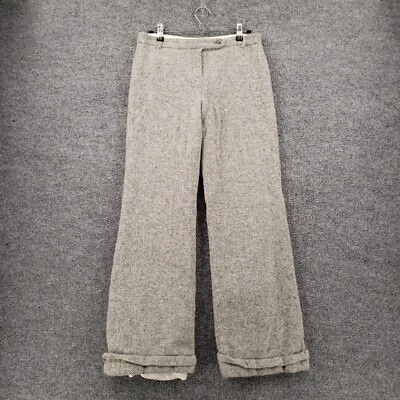 Express Dress Pants Womens 3 4 Gray Wool Herringbone Mid Rise Trousers Wide Leg - Image 1 of 4