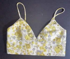 H&M Crop Top Cami Tank Bra Junior Floral NEW NWT Gold Silver UK14 US 10 Festival - Picture 1 of 11