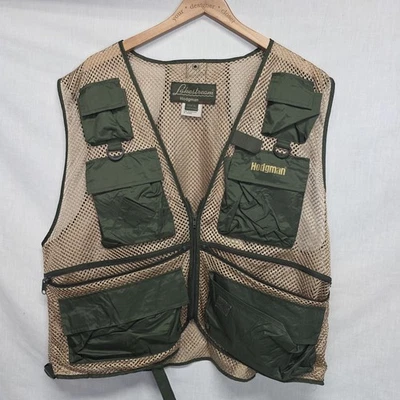 Men's Size XL Lakestream Hodgman Mesh Fishing Outdoors Vest Tan Green - Image 1 of 3