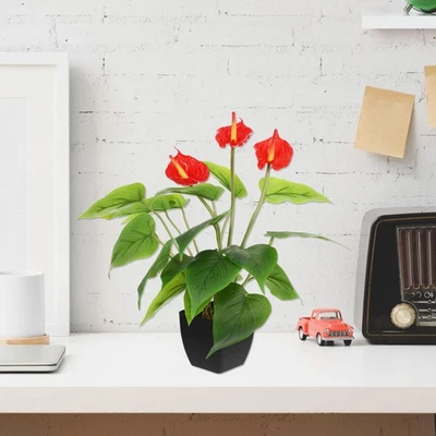 Imitation Plant Artificial Anthurium Bonsai Fake Potted Home Decoration - Image 1 of 4