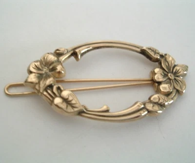 Vintage Art Nouveau Dogwood Flower Post Hair Clip Barrette - Image 1 of 3