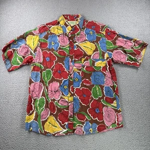 Vtg French Connection Shirt Mens M Button Up Floral Retro Hippie Colorful 70s - Picture 1 of 12