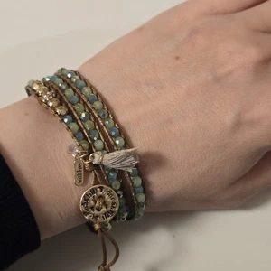 Lonna und Lilly Wickelarmband facettierte Kristallperlen goldfarben oder lange Halskette - Bild 1 von 7