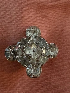 Spilla quadrata elegante strass argento VINTAGE DA COLLEZIONE - Foto 1 di 6