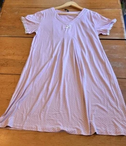 PrinStory Womens Sleepwear Short Sleeve Nightgown Size XL Lavender White Dot - Picture 1 of 8