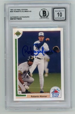 BAS Roberto Alomar Signed 1991 UD Final Edition AS #83F Beckett 10 Auto COA HOF - Image 1 of 2