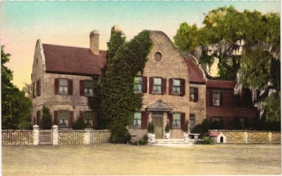 Tudor House Middleton Place Gardens Charleston SC Hand Colored Postcard 1930s - Image 1 of 2