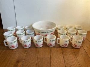 Vintage Nozel Atlas Latte Vetro Natale Uovo Nog Set Punch Bowl e 18 Tazze - Foto 1 di 14