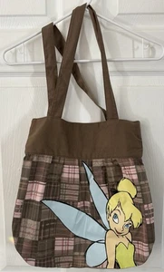 Disney Canvas Khaki Rosa Kariert TINKERBELL Print Handtasche Geldbeutel - Bild 1 von 6