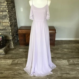 Davids Braut Cold Shoulder langes Chiffon Kleid STIL F20365 Iris Gr. 4 Brautjungfer - Bild 1 von 6