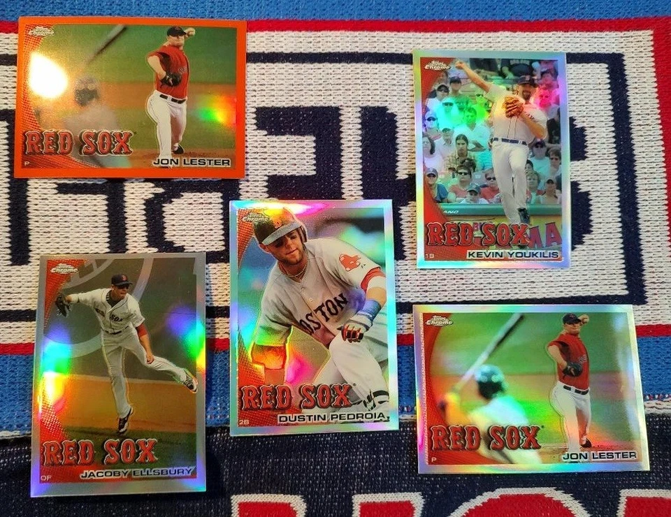 Lote refractor Topps Chrome Red Sox 2010 - Jon Lester Orange, Dustin Pedroia +++ Foto 1 de 1