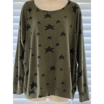 Camisa/Suéter Suave Manga Larga Buffalo David Bitton Estrella Verde y Negro Grande Foto 1 de 4