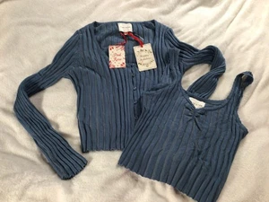 Rosa Rose NEU Neu mit Etikett Pullover Set Damen MEDIUM Strickjacke & Weste Strick blau - Bild 1 von 6