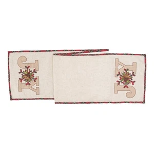 Joy Embroidered  Christmas Table Runner - Picture 1 of 3