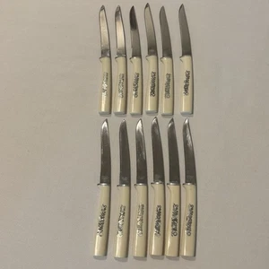 Cuchillos para carne de cubiertos federales vintage con incrustaciones florales crema marfil Japón MCM retro - Imagen 1 de 8