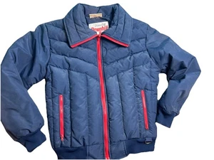 Vtg Downhill Racer Coat 1985 Adult Large Blue Down Puffer Ski Jacket - Picture 1 of 14