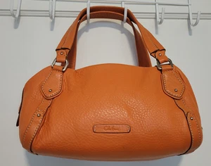 Cole Haan Village Leather Shoulder Bag Purse Orange with dust cover Pebble - Picture 1 of 16