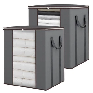 Extra Large Blanket Storage Bags 120L 2 Pack Comforter Storage Bags with Rein... - Picture 1 of 7
