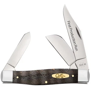 CASE XX KNIVES FPR LARGE STOCKMAN -SMOOTH BLACK CURLY OAK WOOD-BRASS SHIELD 7375 - Picture 1 of 2
