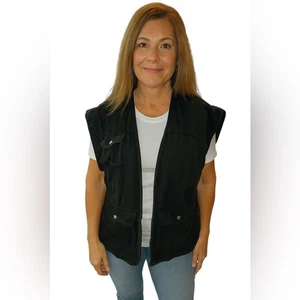 Gilet Umgee donna nero jeans cargo utility taglia large - Foto 1 di 8