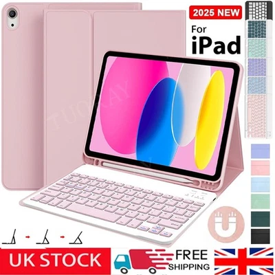 For iPad 11th Gen 11 inch A16 2025/Air 11" M3 2025 Bluetooth Keyboard Case Cover - Image 1 of 4