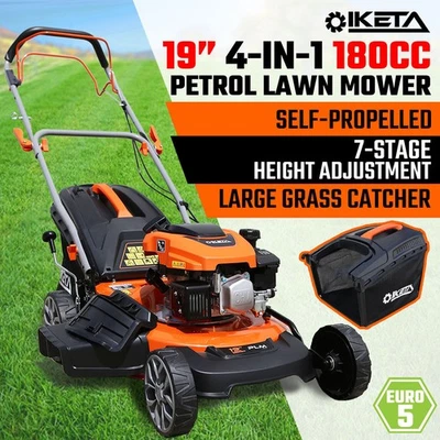 19'' Self-Propelled Lawn Mower 180cc Petrol Lawnmower OHV 4-Stroke Push 7-Height - image 1 of 4
