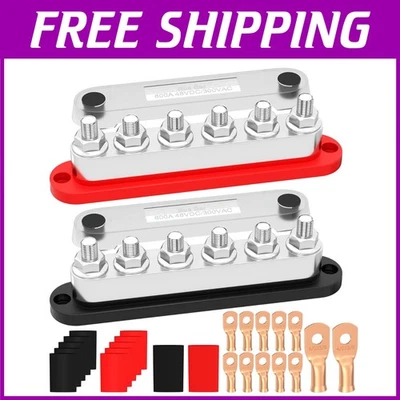 Heavy Duty 600A 12V Bus Bar with Protective Cover for Marine and Automotive Use - Image 1 of 4