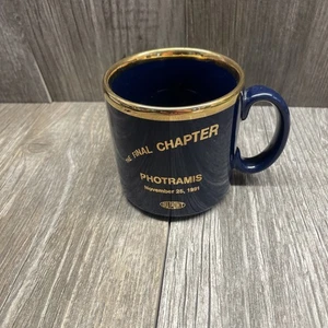 Vintage DuPont PHOTRAMIS 1991 Coffee Mug Cup Blue/Gold Toned Made In England - Picture 1 of 12