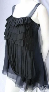 VERA WANG $1395 Stunning Navy Silk Top NEW sz 40 or 6 - Picture 1 of 7