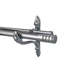 Eyelet Metal Barocco Double Curtain Pole Rod Diameter 28mm 19mm Polished Chrome - Picture 1 of 16