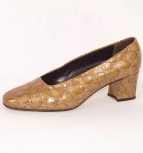 Amalfi Womens Crocodile Print Latent Leather Heels Shoes Sz. 6 B *Made In Italy* - Picture 1 of 4