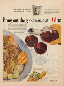 1945 Wine Sherry Merlot Alcohol Vintage Print Ad Short Ribs Fixings M F K Fisher - Picture 1 of 9