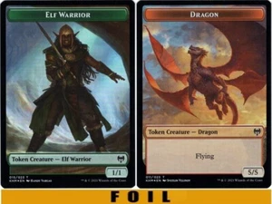 1x MTG - ELF WARRIOR \\ DRAGON TOKEN #15/11 - FOIL - Kaldheim - Picture 1 of 1