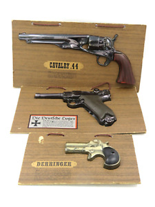 Vintage Plastic Gun Replicas Framed - Derringer, Luger, Cavalry .44 - Man Cave