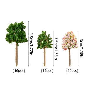 48Pcs Model Mixed Diorama Trees Miniature Diorama Railway Road Building Scenery - Picture 1 of 16