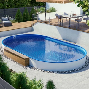 Ovalbecken 4,00 x 8,00 x 1,35 m blau, Folie 0,8 mm Funktionshandlauf Pool - Bild 1 von 9